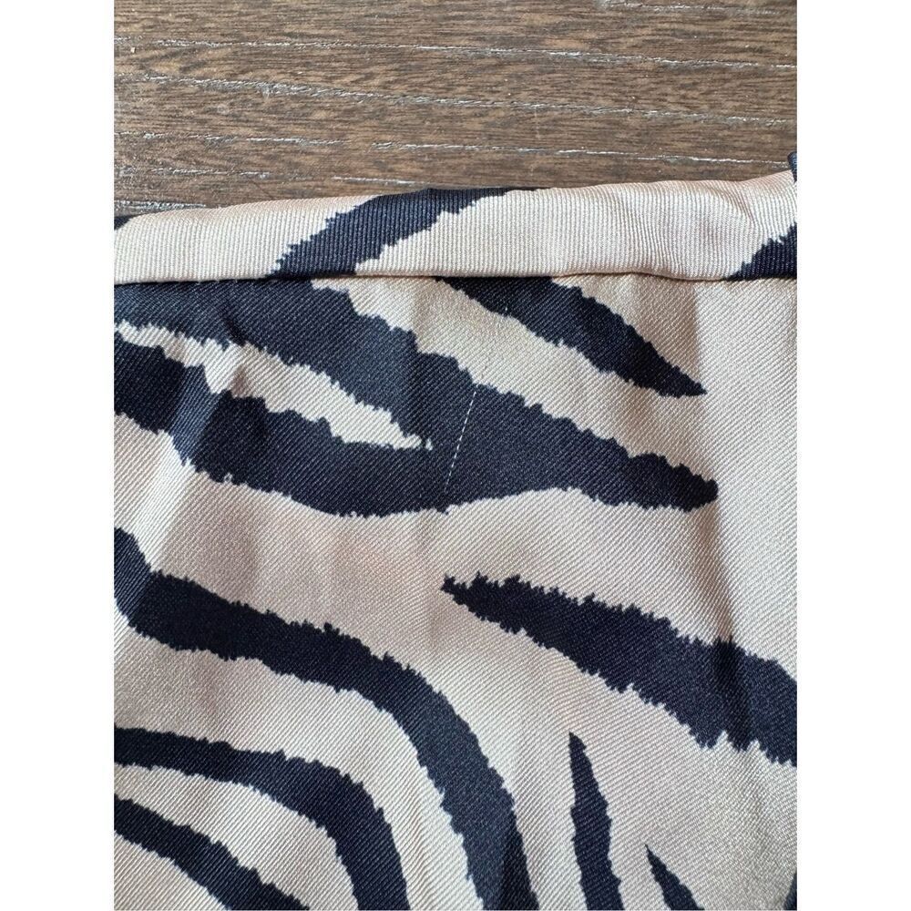 Sally LaPointe Zebra Print Cream Black Drop Collar Satin Dress Women's Size 4‎ - Picture 8 of 11